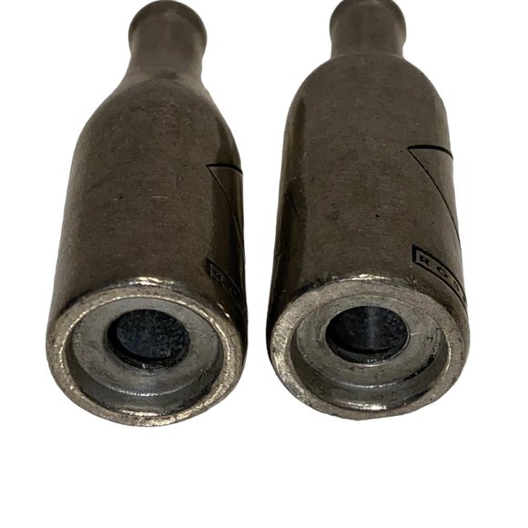 Vintage Silver Tone Pewter Small Bottle Shaped Salt and Pepper Shakers *READ* - Picture 5 of 5